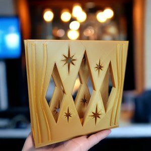 Midcentury Modern Triple Diamond Starburst Napkin Holder Kitchen Decor Gold